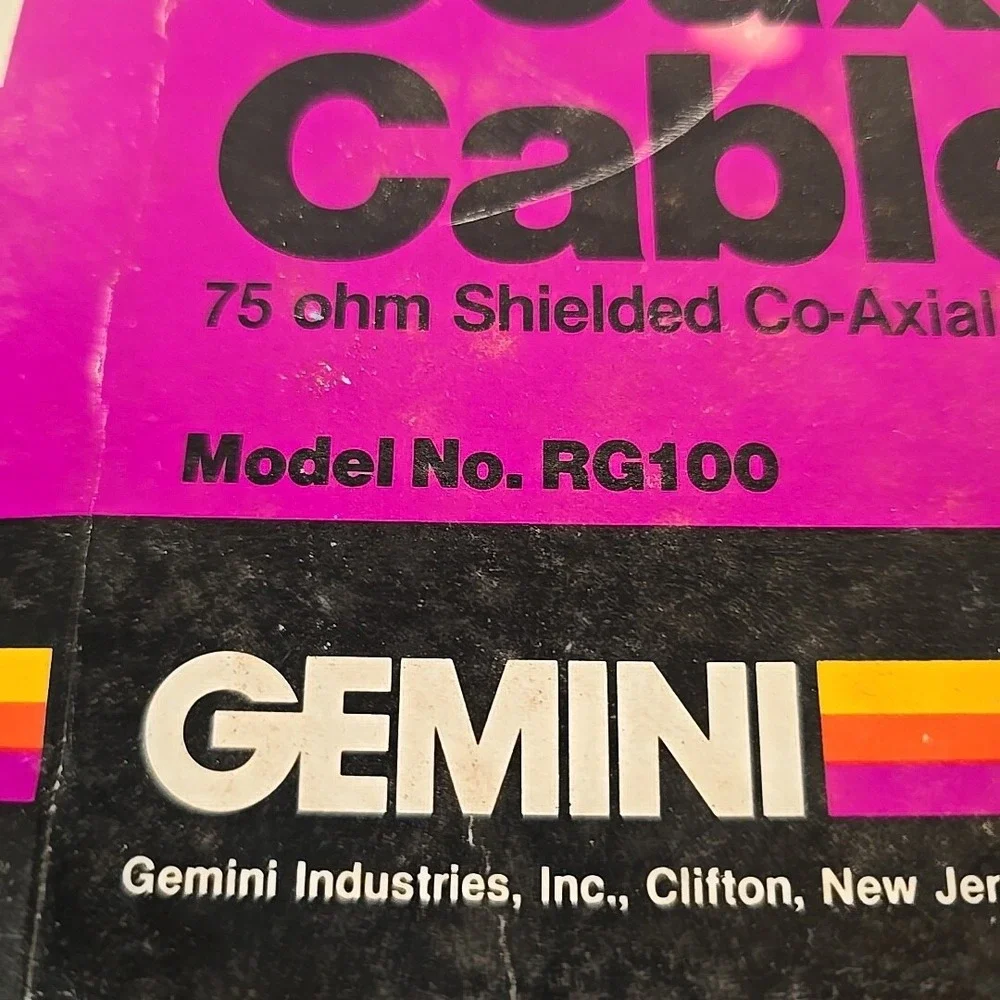 Vintage 1990s Gemini‎ 100 ft. RG59U 75 OHM Shielded Coaxial Cable Model #RG100